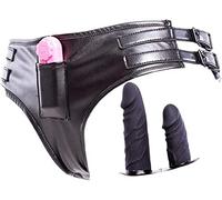 HBHYU Cinturón de castidad de cuero for mujer con consolador de silicona, tapón anal, cintura ajustable 76-120 cm, cinturón de castidad, ropa interior, bragas masturbadoras, vibradores, conjunto de ju