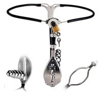 HBHYU Cinturón de castidad invisible for mujer, cinturón de castidad de acero inoxidable, ropa interior de mujer, pantalones de castidad con tapón vaginal, juego BDSM for mujer(60~70cm)
