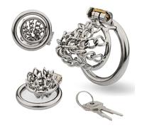 HBHYU Jaula de castidad for hombres, jaula de castidad de acero inoxidable con malla de cadena for hombres, jaula de castidad for pene de metal, cinturón de castidad, jaula for pene SM Bondage, juguet