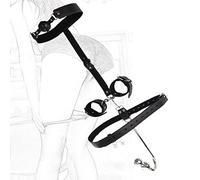 HBHYU Juego de sujeción de gancho anal de bondage BDSM con mordazas de bola de gancho anal de metal y esposas de cuero ajustables juego de bondage erótico juguete sexual for parejas(2-Kugeln)