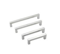 HBJzxlOK 1 tirador cuadrado de acero inoxidable para armario, cajón, armario, puerta de baño, muebles y cocina, color negro(Brushed silver,Hole pitch96mm)