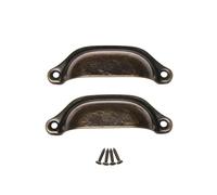 HBJzxlOK 2 tiradores de latón antiguo para puerta de armario de hierro retro de 98 mm, herrajes para muebles, pomos para cajones de cocina y armarios.(A-Antique bronze)