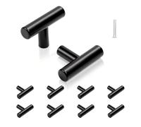 HBJzxlOK Manijas de gabinete de un solo orificio de latón cepillado, pomos de armario, cajón, tocador, paquete de 10, se adapta a puertas de cocina, longitud total de 2 pulgadas(Noir)