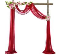 HBKUHIUT 300 * 75 cm Cortina de Arco de Gasa de Tul Azul Marino Cortina de Tul de Cristal Transparente para decoración de Fondo de Fiesta Cortina transparente-Rojo-30 * 300 cm