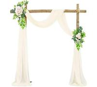 HBKUHIUT 300 * 75 cm Cortina de Arco de Gasa de Tul Azul Marino Cortina de Tul de Cristal Transparente para decoración de Fondo de Fiesta Cortina Transparente-Marfil-30 * 300 cm