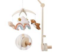 HBM Woodland - Juego de móvil para cuna de bebé con soporte de abrazadera, móvil colgante de felpa de terciopelo de cristal suave con animales del bosque, altura ajustable, girado a mano, tonos tierra