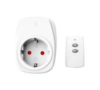 HBN 1 x enchufe inalámbrico con 1 mando a distancia, 16 A/3.680 W, enchufe teledirigido para interior decoración navideña, electrodomésticos, alcance de 30 m, color blanco