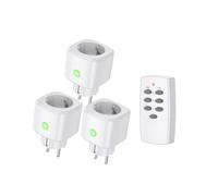 HBN 3 enchufes inalámbricos con mandos a distancia, juego de 3 enchufes inalámbricos, 3 enchufes+1 mando a distancia, para decoración de Navidad, electrodomésticos, alcance de 30 m, color blanco, 16 A