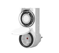 HBN Temporizador mecánico para Exteriores, 24 Horas, Resistente al Agua, IP44, Temporizador mecánico con protección Infantil y Cubierta Protectora, 16 A/3680 W