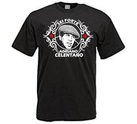 HBNxdrf689 Adriano Celentano Actor Singer Movie Music Six Strong T-Shirt Black S
