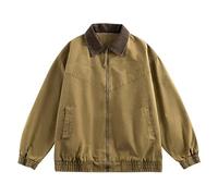HBODHBGS Chaqueta de hombre primavera y otoño americana color block solapa casual denim commuting diario fin de semana abrigos-Yellow-S