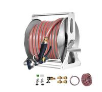 HBOOMOEM Carro De Manguera De Acero Inoxidable，Schlauchtrommel Portamangueras Acero Inoxidable，con Mango Y Soporte De Montaje, Es Adecuado para Patios.(Shower Gun,20m/787in)