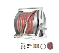 HBOOMOEM Carro De Manguera De Acero Inoxidable，Schlauchtrommel Portamangueras Acero Inoxidable，con Mango Y Soporte De Montaje, Es Adecuado para Patios.(High Pressure Gun,10cm/394in)