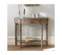 HBOOMOEM Consola Moderna De Media Luna SóLida，Mesa De Consola Media Luna con Almacenamiento，con EstanteríAs Abiertas, Adecuado para Pasillos, Porches Y Salas De Estar.(Weathered Gray,80 * 30 * 75cm)