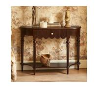 HBOOMOEM Consola Moderna De Media Luna SóLida，Mesa De Entrada con Almacenamiento，Adecuado para Espacios PequeñOs, Aplicable A Salas De Estar, VestíBulos Y Entradas.(Walnut,80 * 30 * 88CM)