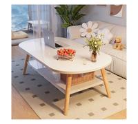 HBOOMOEM Mesa De Café，Mesa De Té Rectangular，Moderna Mesa De Centro De Siglo for Sala De Estar，Mesa De Centro Moderna Color Crema，FáCil De Montar, Almacenamiento De Doble Capa.(White,60*120CM/23.6*47.