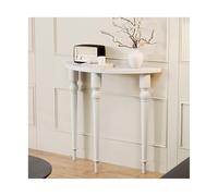 HBOOMOEM Mesa De Sofá Decorativa Semicircular，Mesa Consola De Media Luna De Madera Maciza，Ocupa Poco Espacio Y Es Adecuado para Pasillos, Salas De Estar Y VestíBulos.(White,120 * 25 * 80CM)