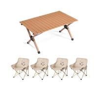 HBOOMOEM Mesa Plegable PortáTil con Sillas,Juego De Sillas Camping Plegable Y Mesa,Viene con Una Bolsa De Almacenamiento, Adecuada para Fiestas, Viajes, Barbacoas.(A,90CM+4 Chairs)