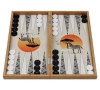 HBS GAMES Zebra Illusions Design Backgammon - Juego de mesa (madera, 48 cm, con fichas acrílicas, para amigos y adultos)