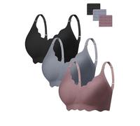HBselect 3Pcs Sujetador sin Aros Mujer con Relleno Cómodo Minimizer Bralette Sujetador Push Up Mujer sin Costuras con Extra Extensor