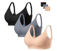HBselect 3Pcs Sujetador sin Aros Mujer con Relleno Cómodo Minimizer Bralette Sujetador Push Up Mujer sin Costuras con Extra Extensor