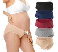 HBselect 5Pcs Bragas Embarazadas U Forma Braguitas para Premamá Cintura Bajo Bragas Maternidad
