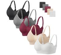 HBselect Sujetador Lactancia de Maternidad, 5 Pcs Sujetador de Lactancia Sin Costuras con Extensiones Sin Aros para Mujeres