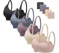HBselect Sujetador Lactancia de Maternidad, 5 Pcs Sujetador de Lactancia Sin Costuras con Extensiones Sin Aros para Mujeres