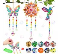 HBSFBH Diamante Pintura Campana de Viento, 3 Piezas Diamantes decoración Kit de Campana de Viento, Diamond Painting Wind Chime, Carillón de viento con pintura de diamantes para el Hogar y el Jardín
