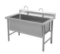 HBSSP Fregadero Independiente Acero Inoxidable Fregaderos Industriales Grandes Solo Tazón For Lavadero con Protector Contra Salpicaduras Y 2 Grifos