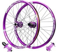 HBSSP Juego Ruedas Bicicleta Aleación Aluminio, Llanta Doble Pared Rodamientos Sellados Cubo Freno Disco, Llanta Ruedas Ciclismo MTB Morada for 7-12 Velocidades(Thru AXLE,27.5 Inch)