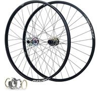HBSSP Juego Ruedas Bicicleta Montaña 26 27,5 29 Pulgadas, Freno Disco 32H Llanta Delantera Y Trasera Ruedas MTB, Eje Pasante 142 Mm for Casete 8-12 Velocidades(Chrome,27.5 Inch)