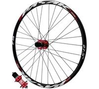 HBSSP Juego Ruedas Bicicleta MTB Llanta Bicicleta Aleación Aluminio, Bujes Casete Rueda Delantera Trasera Montaña con Rodamiento Sellado 32H for 7-12 Velocidades(Red Rear Wheel,27.5 Inch)