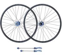 HBSSP Juego Ruedas Bicicleta MTB Sin Cámara, Buje Rodamientos Sellados For Bicicleta Montaña Aleación Aluminio, Freno Disco QR 9 Mm Y 32 Orificios for Velocidades 7/8/9/10/11(Blue,29 Inch)