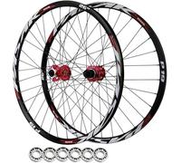 HBSSP Juego Ruedas MTB 24/26/27.5/29 Pulgadas, Freno Disco Aleación Aluminio, Llanta Trasera Ciclismo Bicicleta con Rodamiento Sellado 32H for 7-12 Velocidades,2210g(Red,Thru AXLE 27.5 Inch)