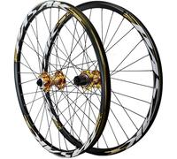 HBSSP Juego Ruedas MTB 26/27,5/29 Pulgadas Freno Disco Liberación Rápida Llanta Aleación Doble Capa, Rueda Delantera Trasera for Cassette 7 A 12 Velocidades 32 Agujeros(Gold,26inch)