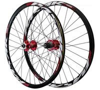 HBSSP Juego Ruedas MTB 26/27,5/29 Pulgadas Freno Disco Liberación Rápida Llanta Aleación Doble Capa, Rueda Delantera Trasera for Cassette 7 A 12 Velocidades 32 Agujeros(Red,27.5inch)