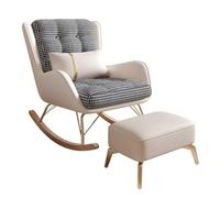 HBSSP Sillón Mecedor Sala Estar Sillón Reclinable Tapizado, Cómodo con Almohada Lumbar Y Reposapiés, Ideal For Leer Y Tomar Una Siesta(Beige)