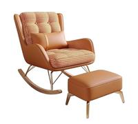 HBSSP Sillón Mecedor Sala Estar Sillón Reclinable Tapizado, Cómodo con Almohada Lumbar Y Reposapiés, Ideal For Leer Y Tomar Una Siesta(Orange)