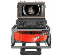 HBUDS Cámara de alcantarillado de 165 pies con sonido de 512 Hz, cámara de drenaje autonivelante con contador de distancia, barra de tracción y ruedas, cable de 7 mm, cámaras de fontanería HD 1080P de