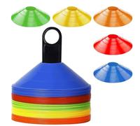 HBWHNIU Conos Entrenamiento, Conos de Fútbol, 5 Colores Conos de Disco, Conos Marcadores, con Soporte Negro, Conos de Marcado para Entrenamiento de Fútbol y Marcado de Canchas (20)