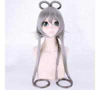 HBYLEE - 100 cm sintético Vocaloid plateado gris negro peluca larga mujer pelo liso anime cosplay pelucas trenzadas para Halloween disfraz fiesta plata [color: plata]