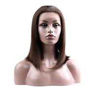 HBYLEE - 13 * 4 encaje frontal parte media peluca Bob marrón oscuro degradado 35,5 cm [Color:35,5 pulgadas]