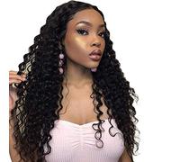 HBYLEE - 13 * 4lace frontal largo onda profunda negro 150% densidad pelo humano peluca de 14 pulgadas [color: 35,5 pulgadas]