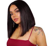 HBYLEE - 13 x 4 encaje frontal frontal corto negro péndulo peluca de pelo humano de 8 pulgadas [color: 8 pulgadas]