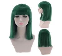 HBYLEE - 14 pulgadas recto negro blanco rosa rojo azul corto Bob pelucas para mujeres pelo sintético Anime Cosplay fiesta peluca con flequillo 8 colores verde [color: verde]