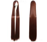HBYLEE - 150 cm peluca recta súper larga Anime Cosplay con flequillo pelo sintético negro azul púrpura rojo naranja blanco pelucas para mujeres rosa red marrón [color: marrón]