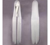 HBYLEE - 150 cm peluca recta súper larga de anime Cosplay con flequillo pelo sintético negro, azul, morado, rojo, naranja y blanco, pelucas para mujeres, red rosa, plata, blanco [color: plateado