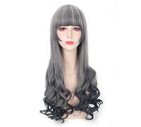 HBYLEE - 24 pulgadas Harajuku Lolita Azul Gris Largo Ondulado Mujeres Pelucas Con Pony Pelo Sintético Anime Cosplay Peluca Para Fiesta PL-761[Color: PL-761]