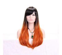 HBYLEE - 28 pulgadas moda negro rubio ombre peluca con pelo sintético de pony anime cosplay pelucas largas onduladas para mujeres naranja resistente al calor [color: naranja]
